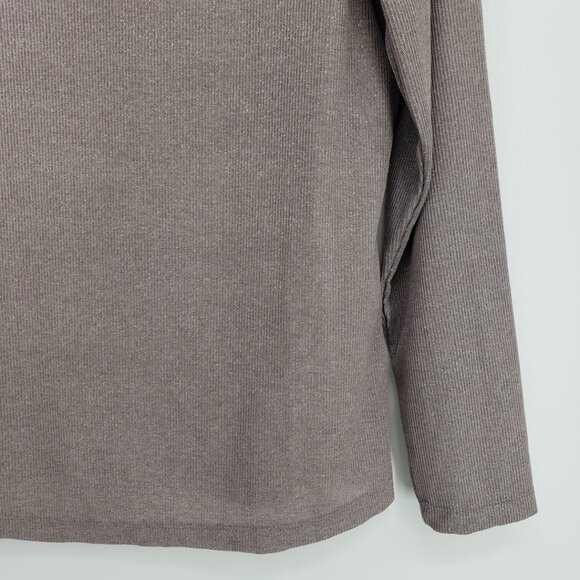 3/$25 A New Day Metallic Ribbed Long Sleeves Top XXL Fitted Silver Taupe Tan - Picture 5 of 7